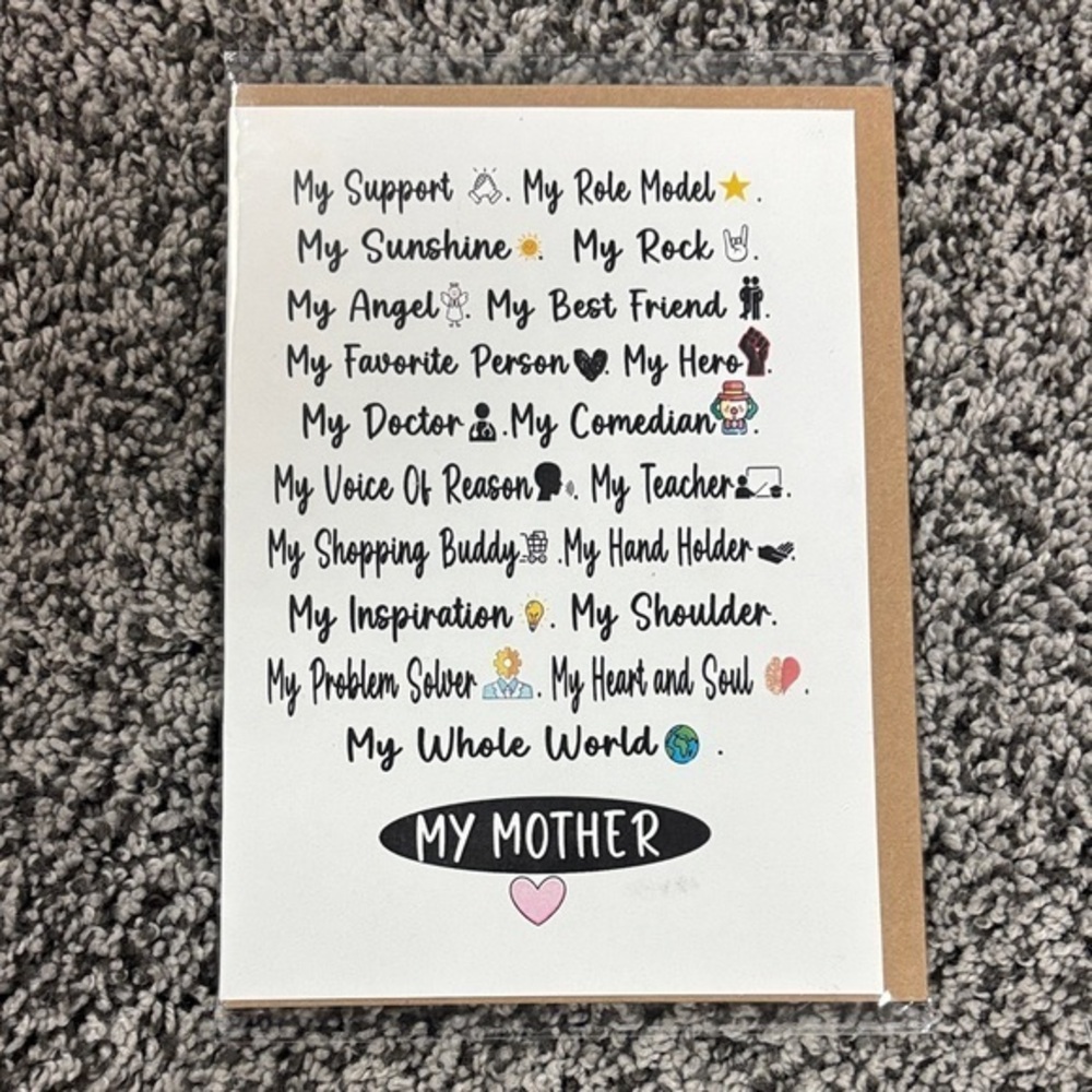 My Mother Sentiment Card